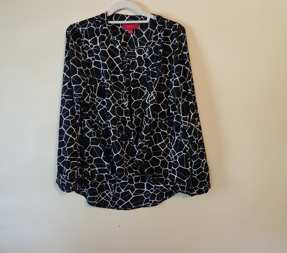 Jennifer Lopez Black and White Mosaic Blouse